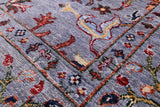 Grey Peshawar Hand Knotted Wool Rug - 5' 8" X 7' 10" - Golden Nile