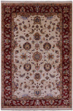 Ivory Persian Tabriz Hand Knotted Wool Rug - 5' 7" X 8' 4" - Golden Nile