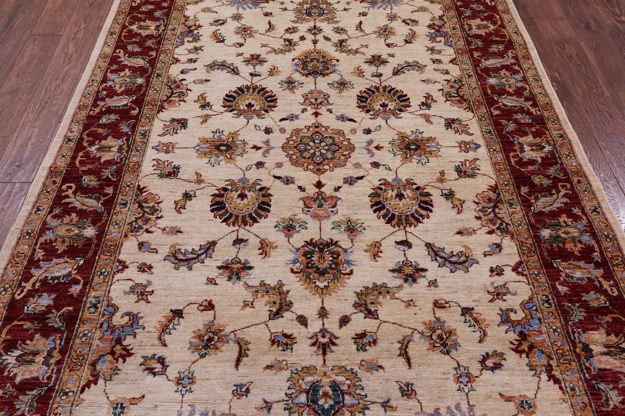 Ivory Persian Tabriz Hand Knotted Wool Rug - 5' 7" X 8' 4" - Golden Nile
