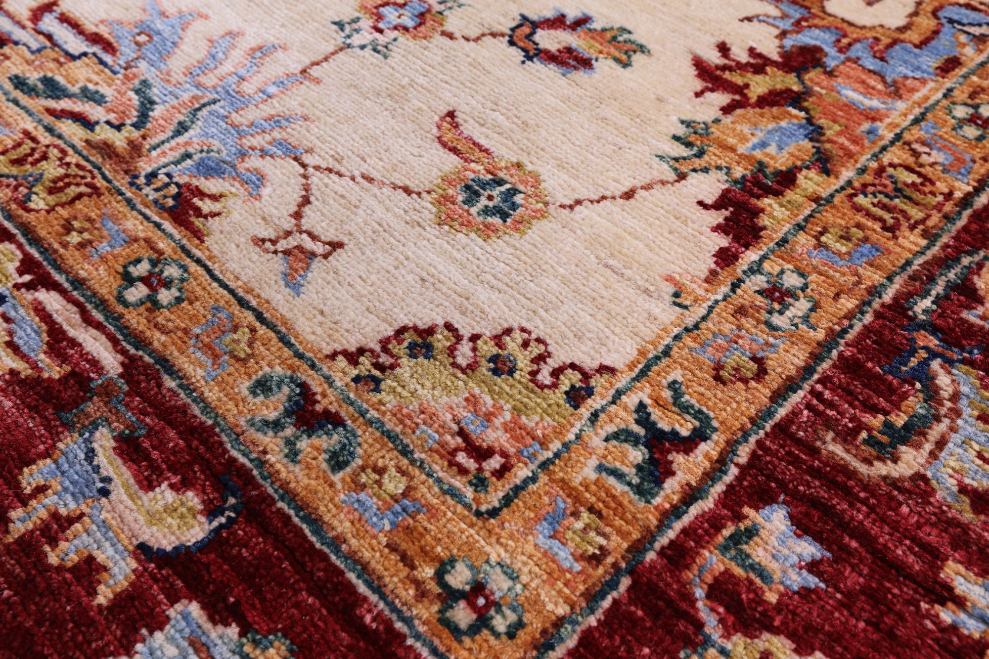 Ivory Persian Tabriz Hand Knotted Wool Rug - 5' 7" X 8' 4" - Golden Nile