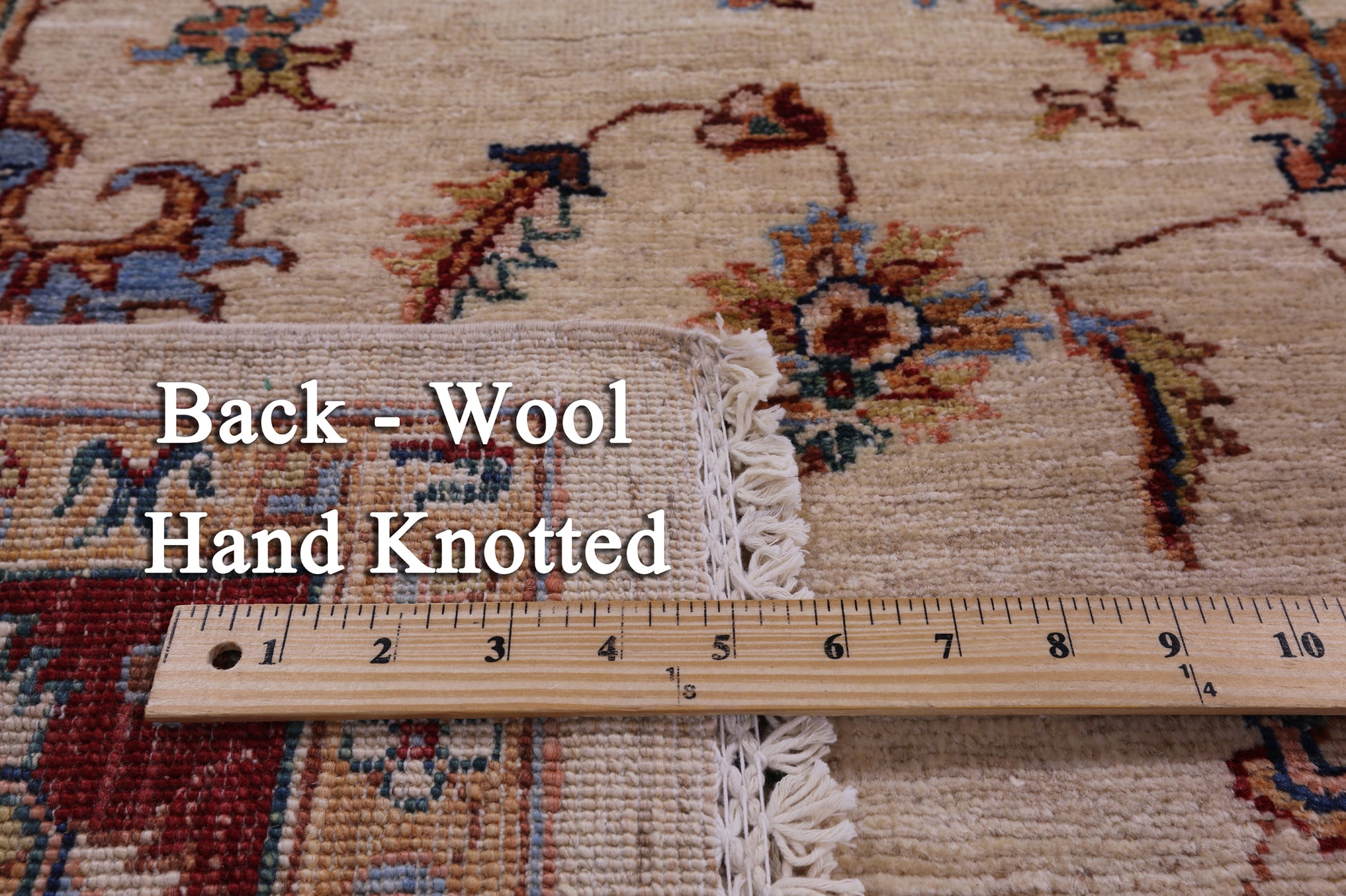 Ivory Persian Tabriz Hand Knotted Wool Rug - 5' 7" X 8' 4" - Golden Nile