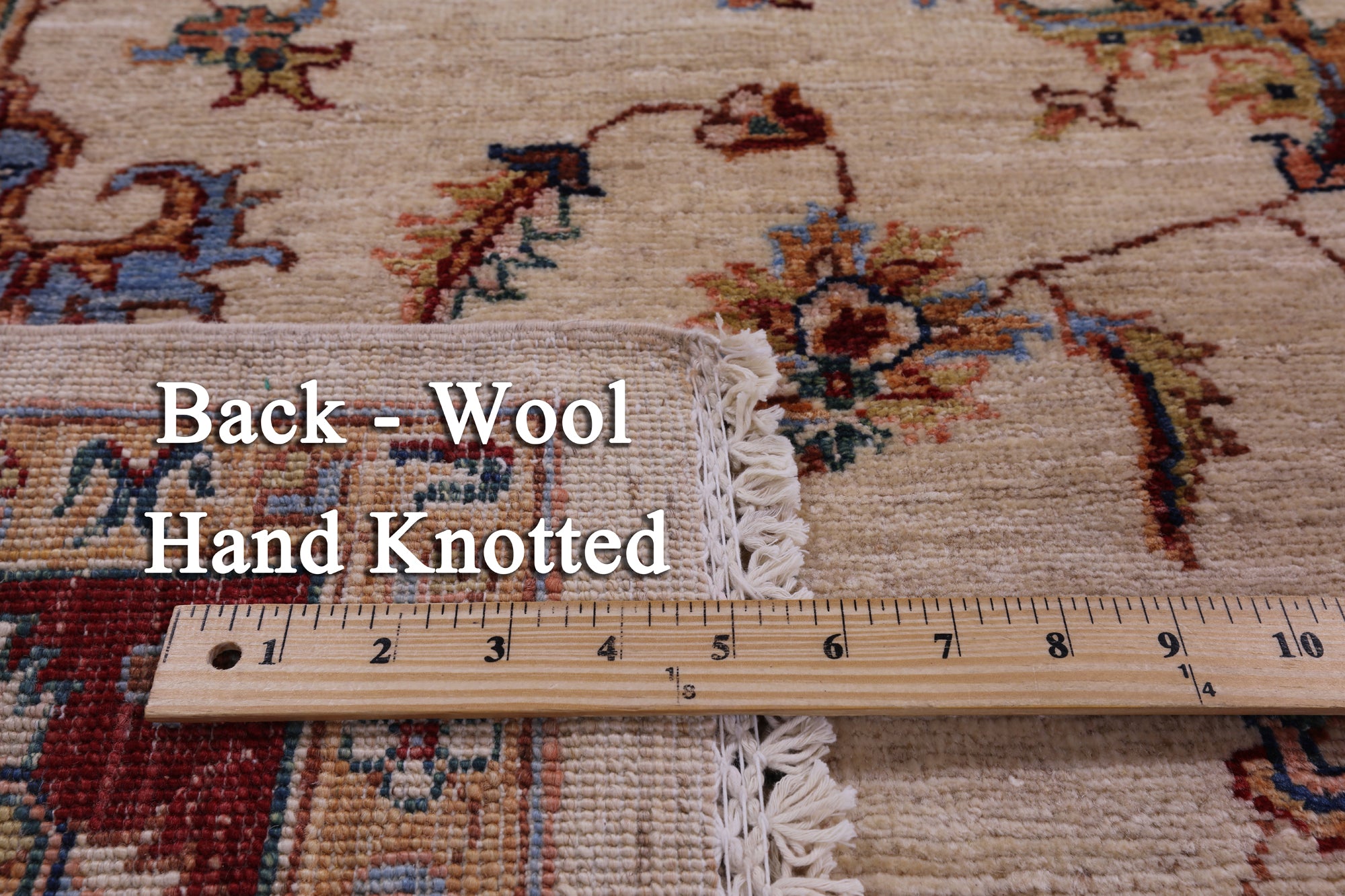 Ivory Persian Tabriz Hand Knotted Wool Rug - 5' 7" X 8' 4" - Golden Nile