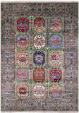 Green Turkmen Ersari Hand Knotted Wool Rug - 4' 11" X 6' 9" - Golden Nile
