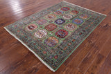 Green Turkmen Ersari Hand Knotted Wool Rug - 4' 11" X 6' 9" - Golden Nile