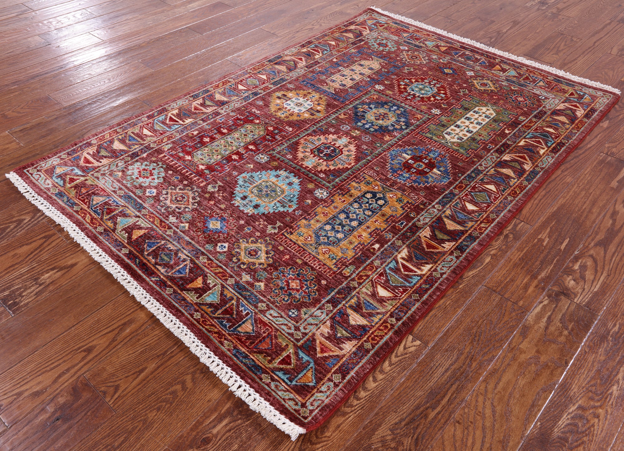 Turkmen Ersari Handmade Wool Rug - 4' 1" X 5' 9" - Golden Nile
