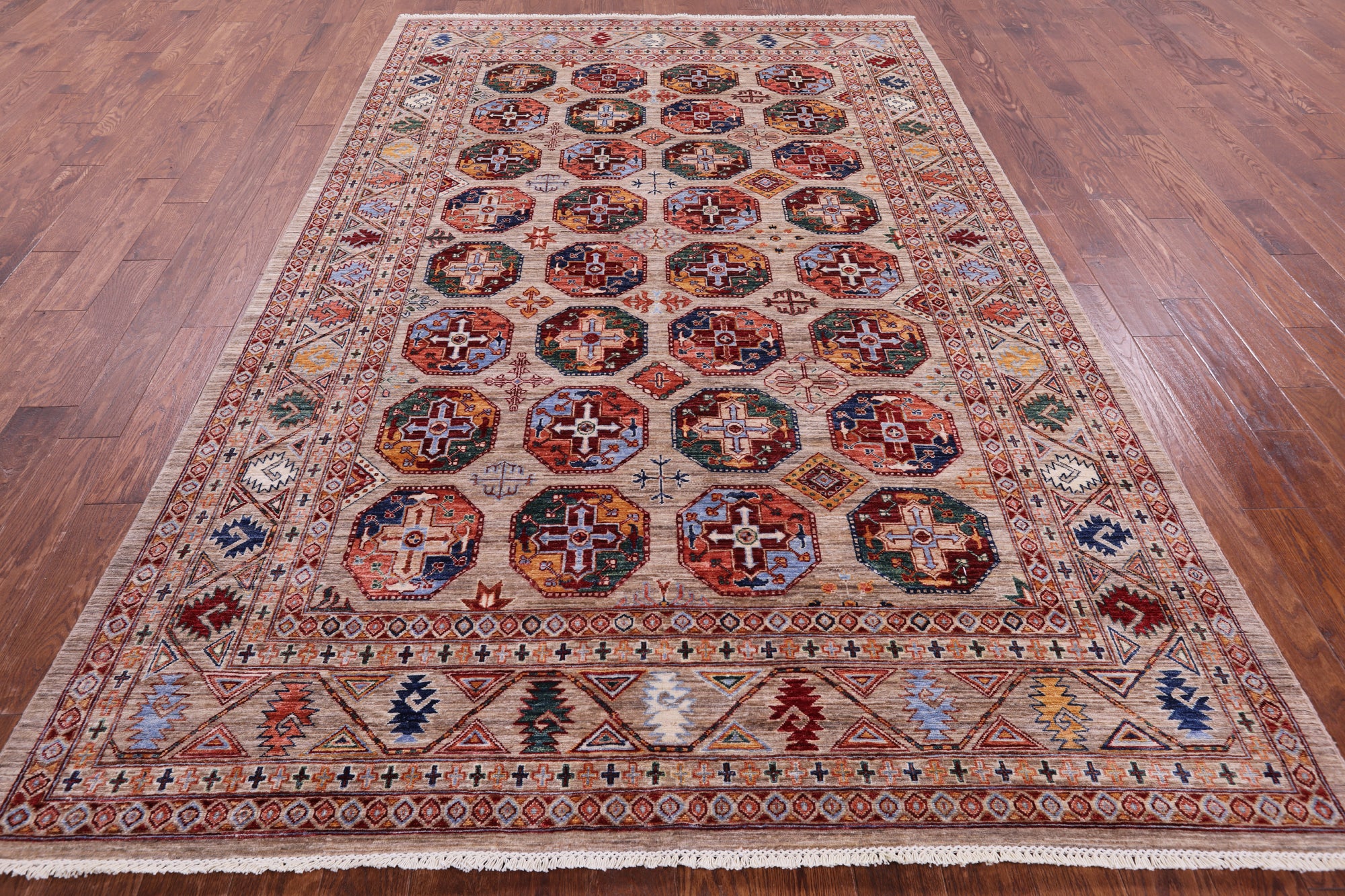 Turkmen Ersari Hand Knotted Wool Rug - 6' 9" X 10' 4" - Golden Nile