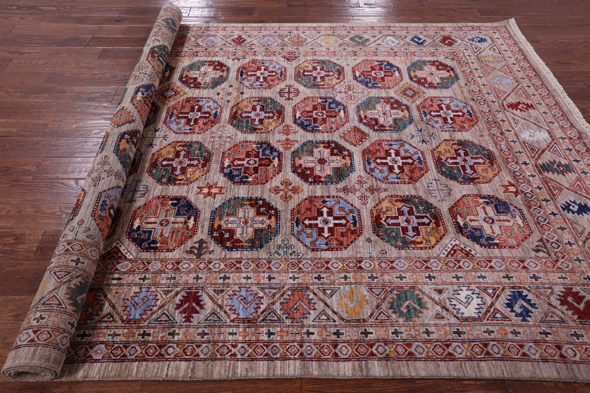 Turkmen Ersari Hand Knotted Wool Rug - 6' 9" X 10' 4" - Golden Nile