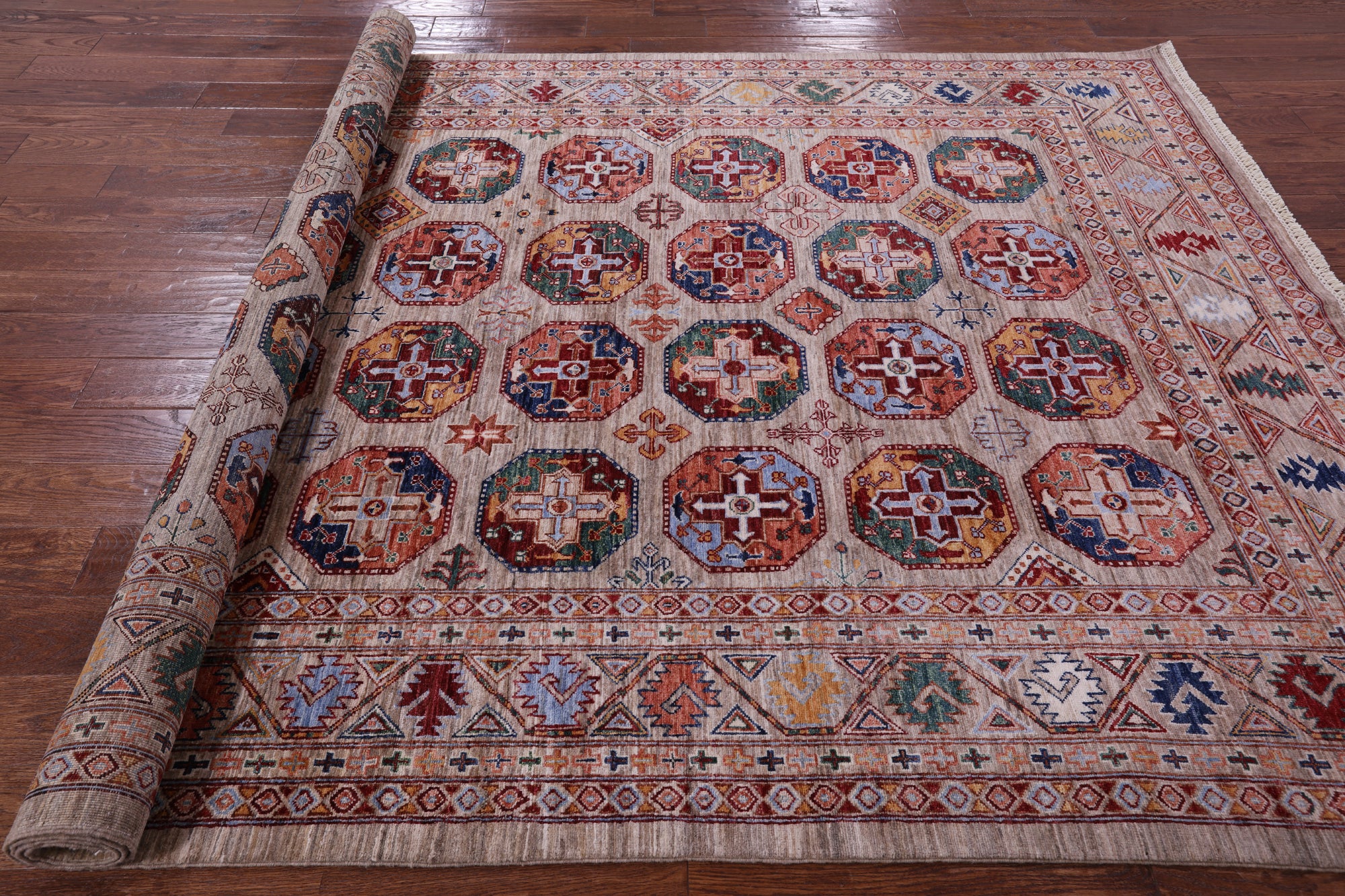 Turkmen Ersari Hand Knotted Wool Rug - 6' 9" X 10' 4" - Golden Nile