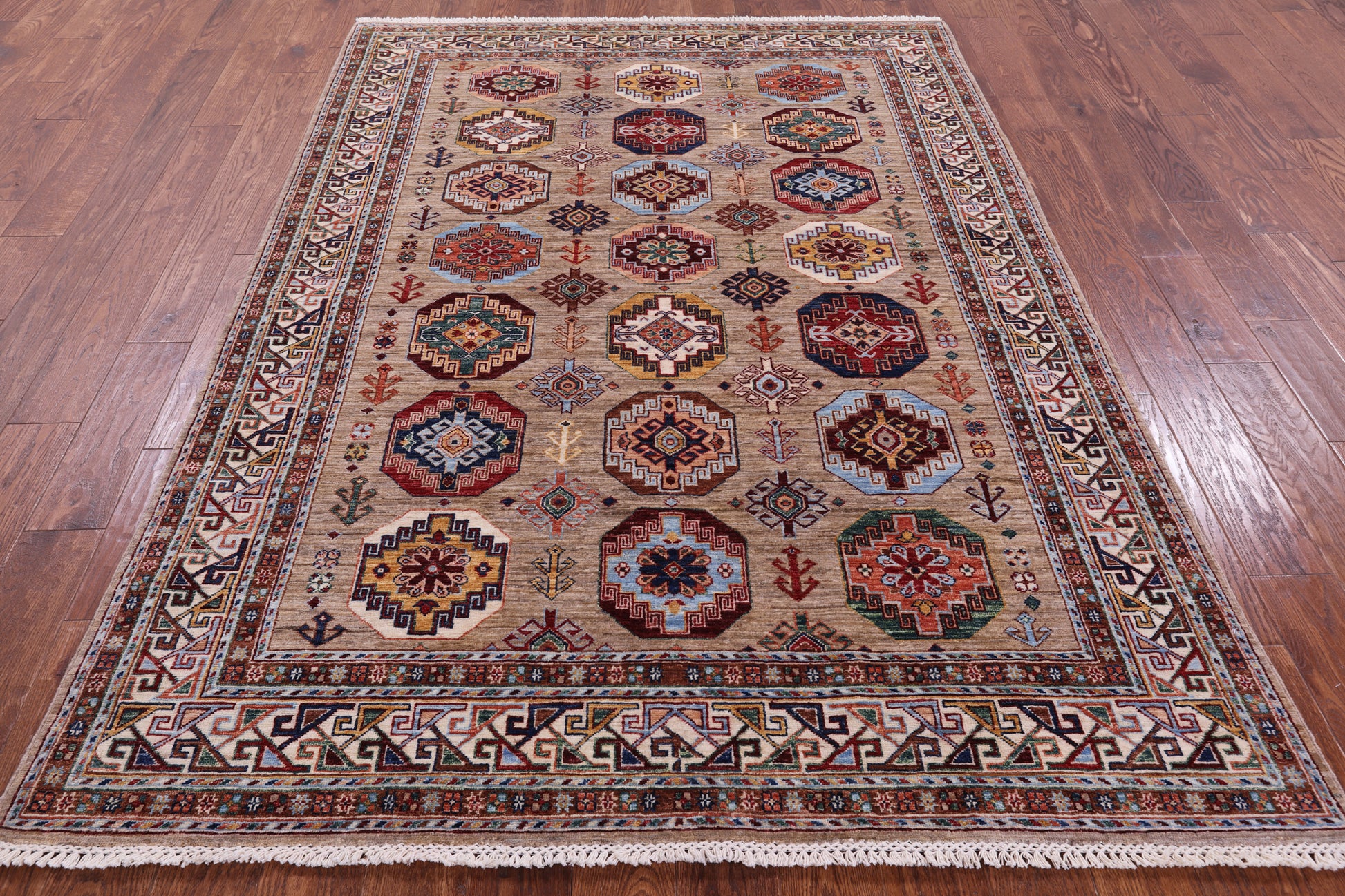 Turkmen Ersari Handmade Wool Rug - 5' 7" X 7' 9" - Golden Nile
