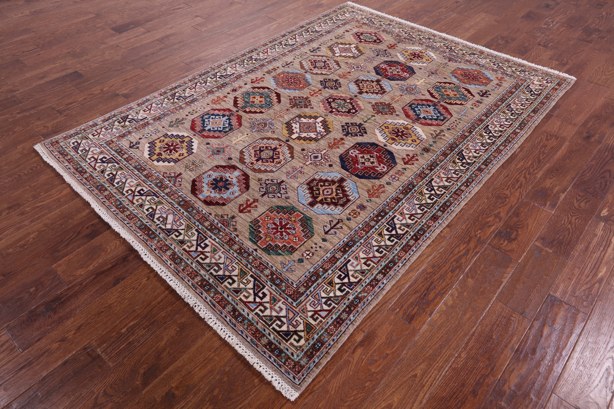 Turkmen Ersari Handmade Wool Rug - 5' 7" X 7' 9" - Golden Nile