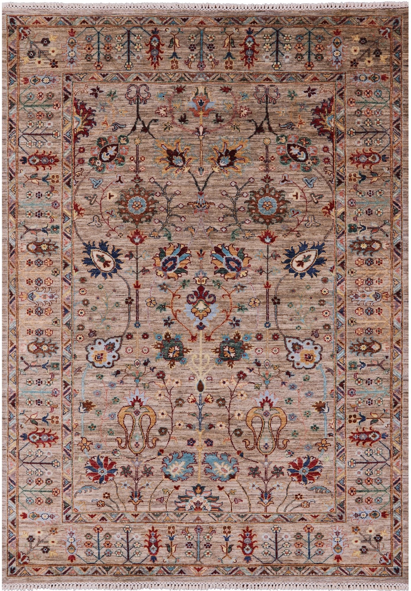 Peshawar Hand Knotted Wool Rug - 5' 9" X 7' 11" - Golden Nile