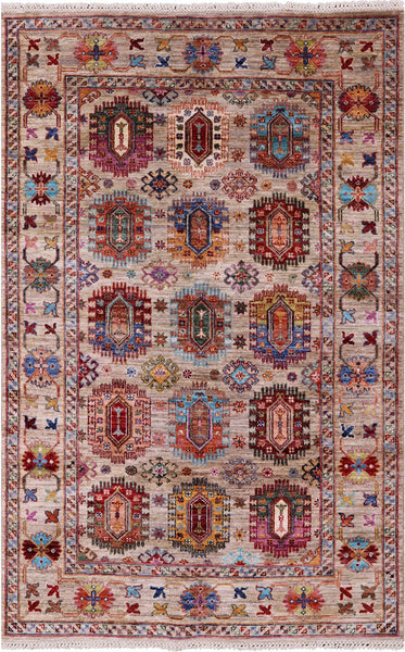 Turkmen Ersari Hand Knotted Wool Rug - 4' 1" X 6' 3" - Golden Nile