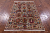 Turkmen Ersari Hand Knotted Wool Rug - 4' 1" X 6' 3" - Golden Nile