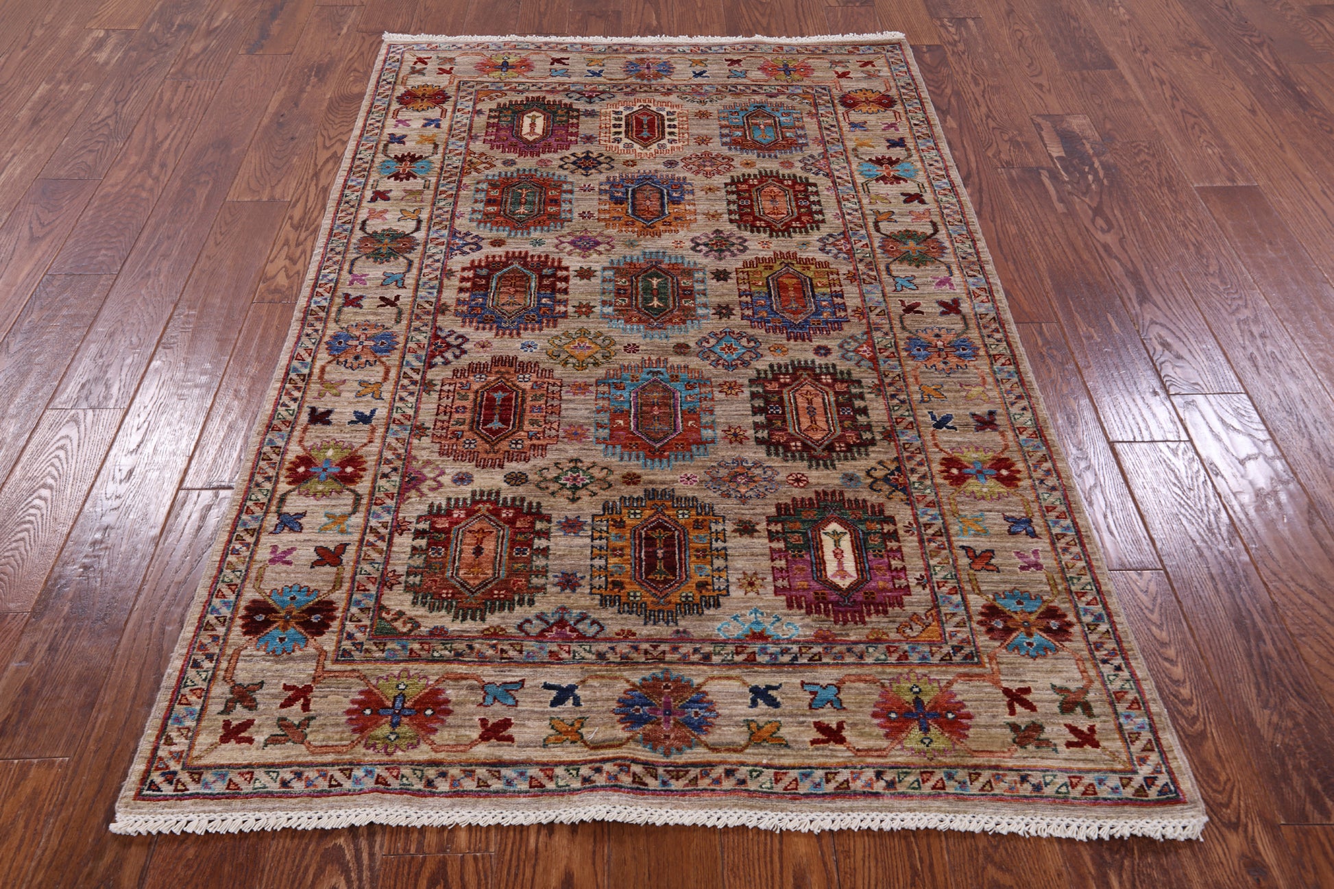Turkmen Ersari Hand Knotted Wool Rug - 4' 1" X 6' 3" - Golden Nile
