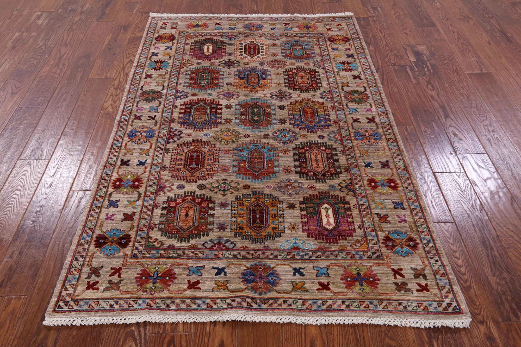 Turkmen Ersari Hand Knotted Wool Rug - 4' 1" X 6' 3" - Golden Nile