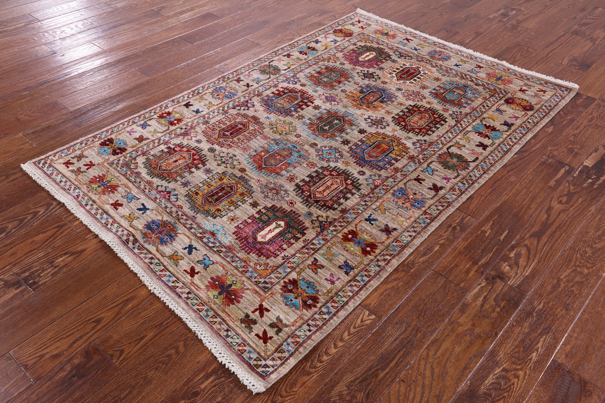 Turkmen Ersari Hand Knotted Wool Rug - 4' 1" X 6' 3" - Golden Nile