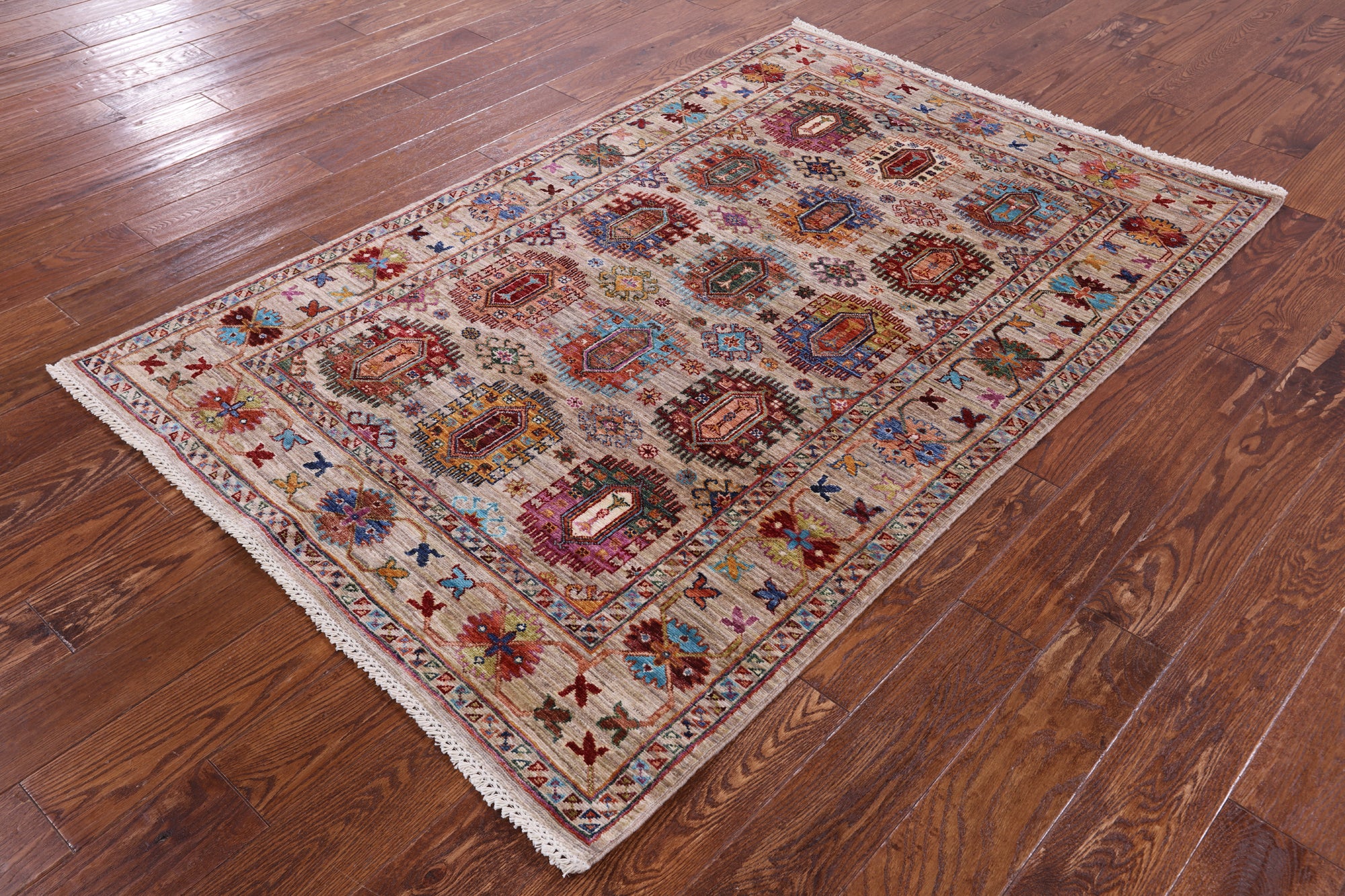 Turkmen Ersari Hand Knotted Wool Rug - 4' 1" X 6' 3" - Golden Nile