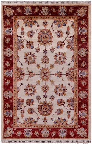 Ivory Persian Tabriz Handmade Wool Rug - 3' 4