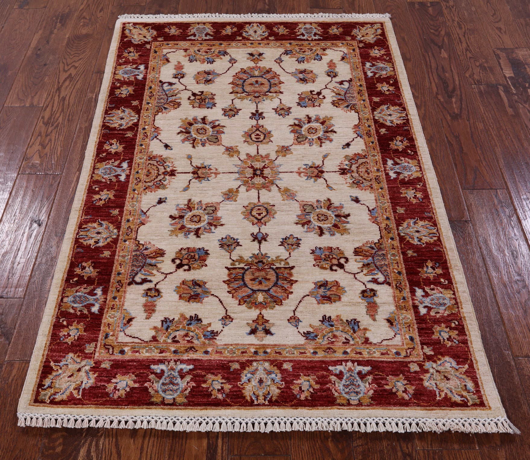 Ivory Persian Tabriz Handmade Wool Rug - 3' 4" X 5' 2" - Golden Nile