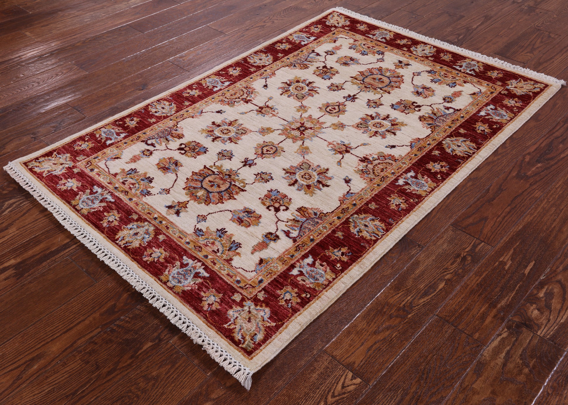 Ivory Persian Tabriz Handmade Wool Rug - 3' 4" X 5' 2" - Golden Nile