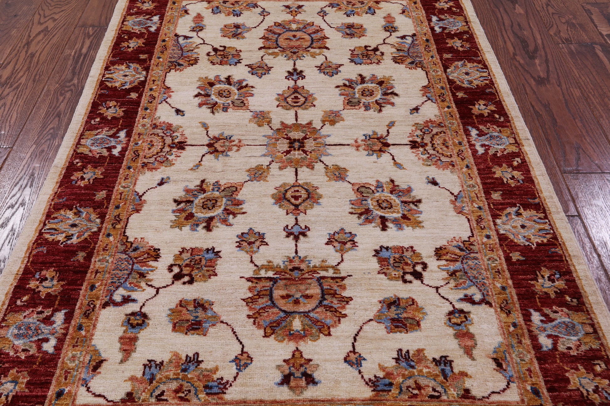 Ivory Persian tabriz Hand Knotted Wool Rug - 3' 4" X 5' 2" - Golden Nile