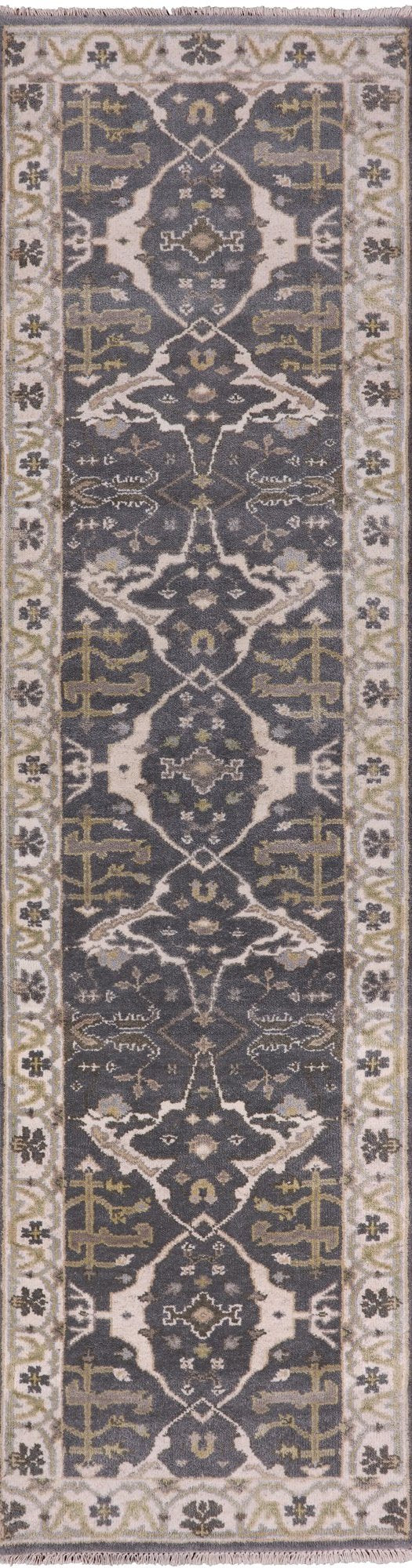 Grey Turkish Oushak Hand Knotted Wool Runner Rug - 2' 8" X 9' 10" - Golden Nile