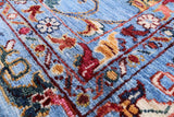 Blue Peshawar Hand Knotted Wool Rug - 6' 9" X 9' 8" - Golden Nile
