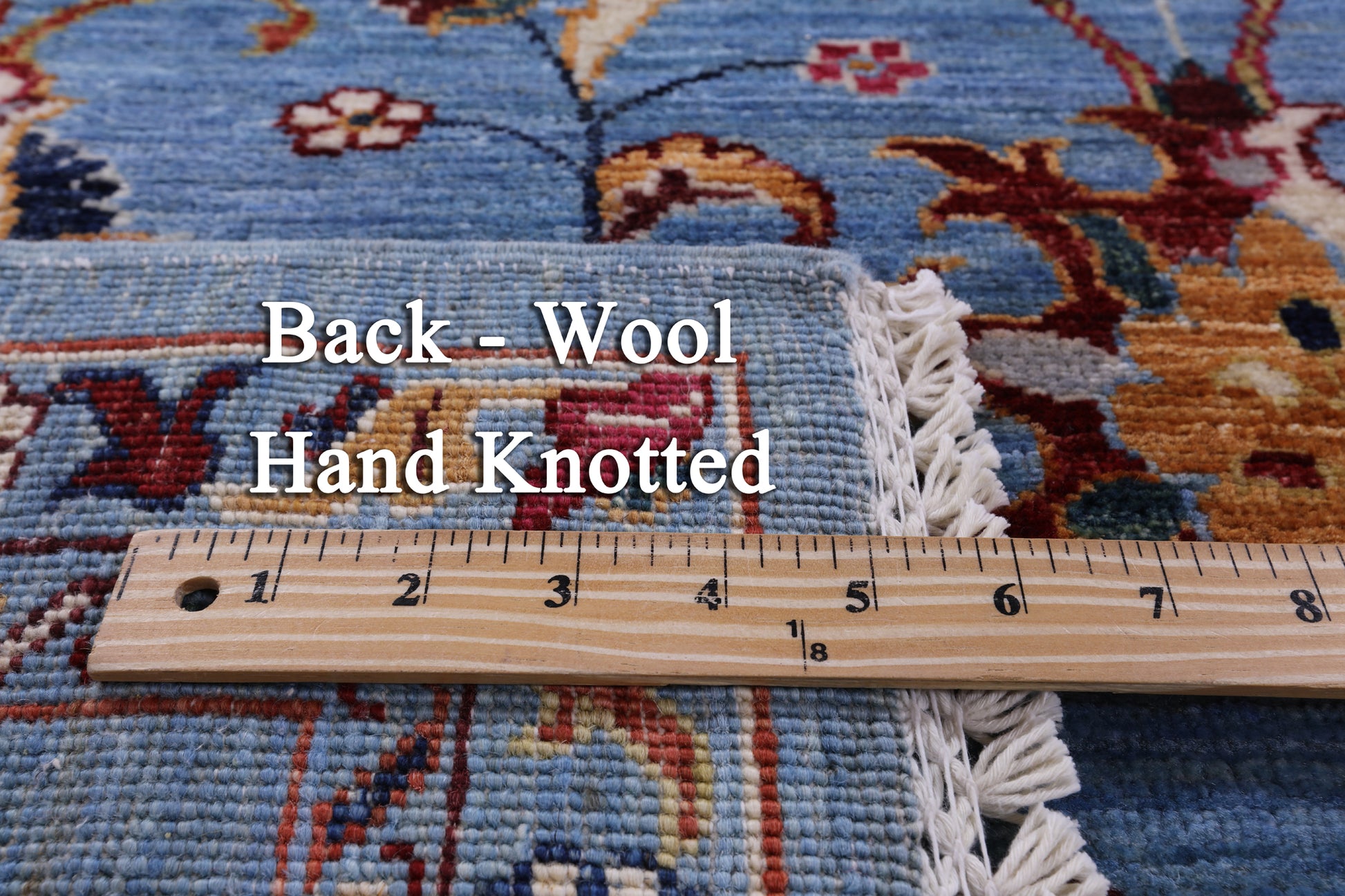 Blue Peshawar Hand Knotted Wool Rug - 6' 9" X 9' 8" - Golden Nile