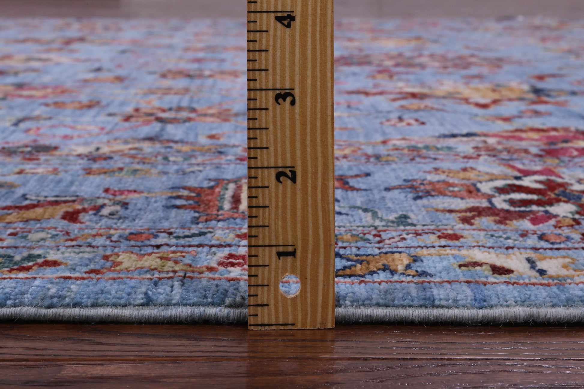 Blue Peshawar Hand Knotted Wool Rug - 6' 9" X 9' 8" - Golden Nile