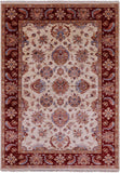 Ivory Persian Tabriz Hand Knotted Wool Rug - 5' 7" X 7' 10" - Golden Nile