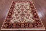 Ivory Persian Tabriz Hand Knotted Wool Rug - 5' 7" X 7' 10" - Golden Nile