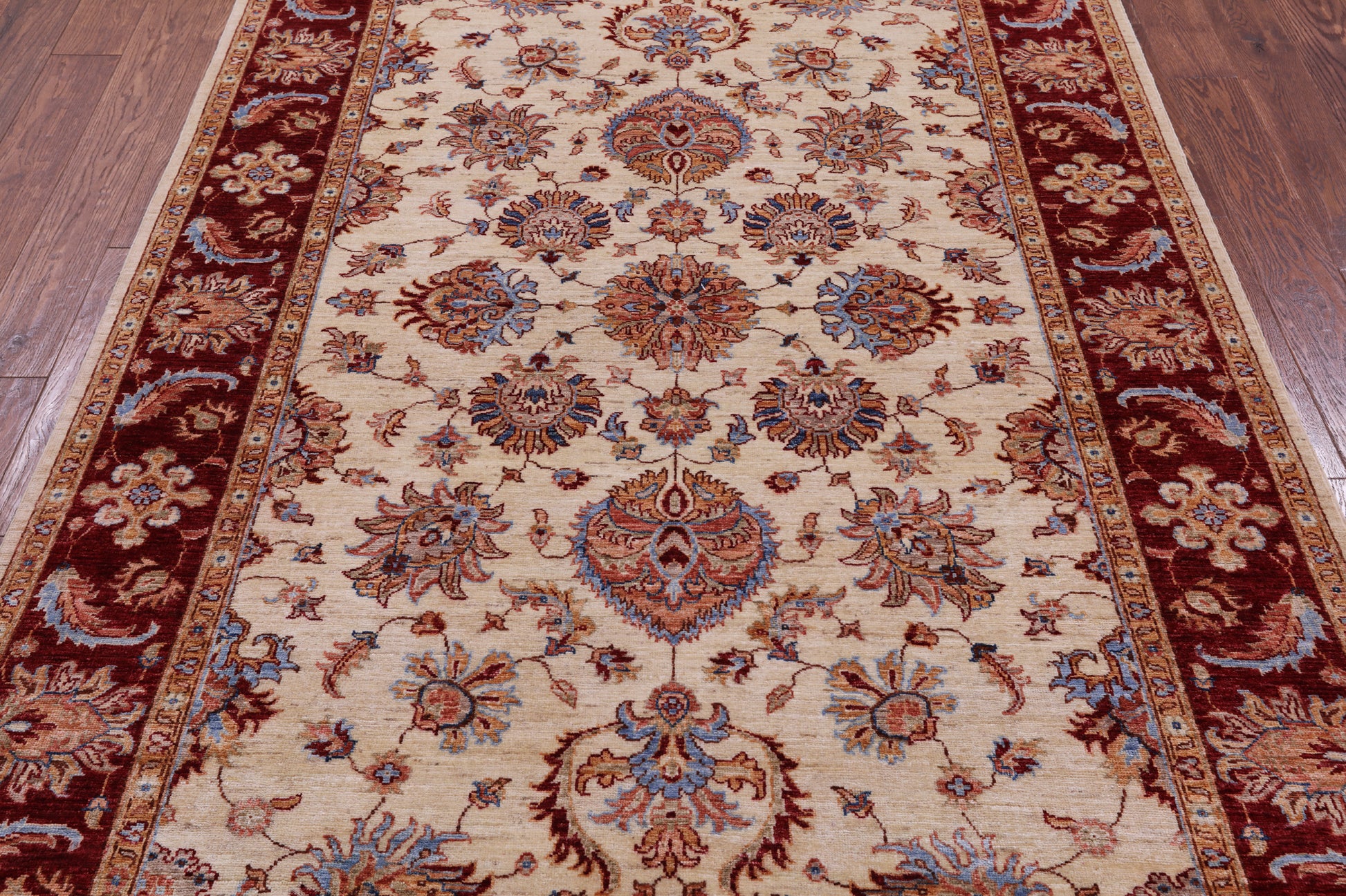 Ivory Persian Tabriz Hand Knotted Wool Rug - 5' 7" X 7' 10" - Golden Nile