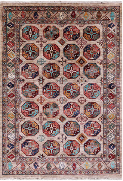 Turkmen Ersari Hand Knotted Wool Rug - 6' 3" X 8' 10" - Golden Nile