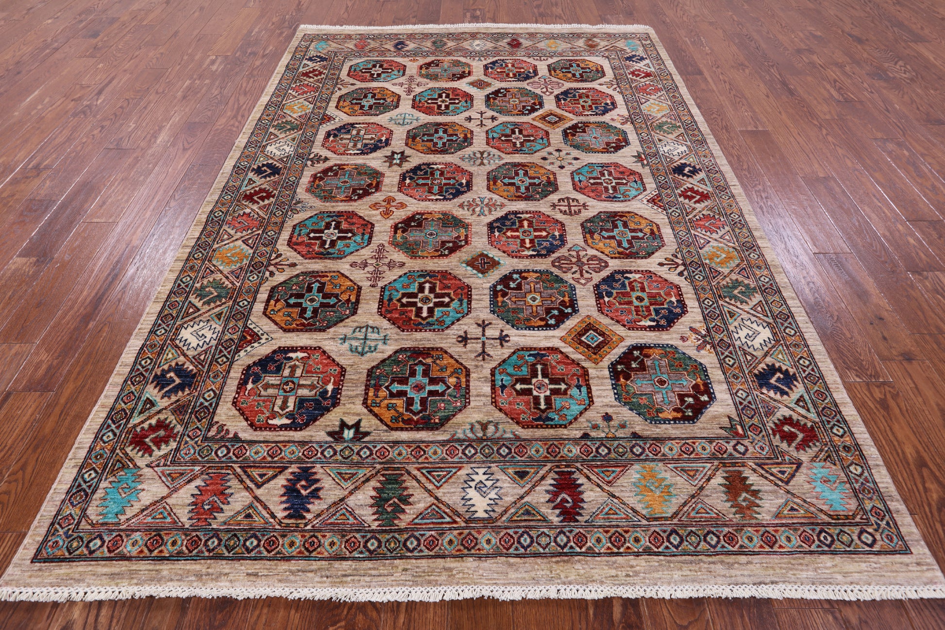 Turkmen Ersari Hand Knotted Wool Rug - 6' 3" X 8' 10" - Golden Nile