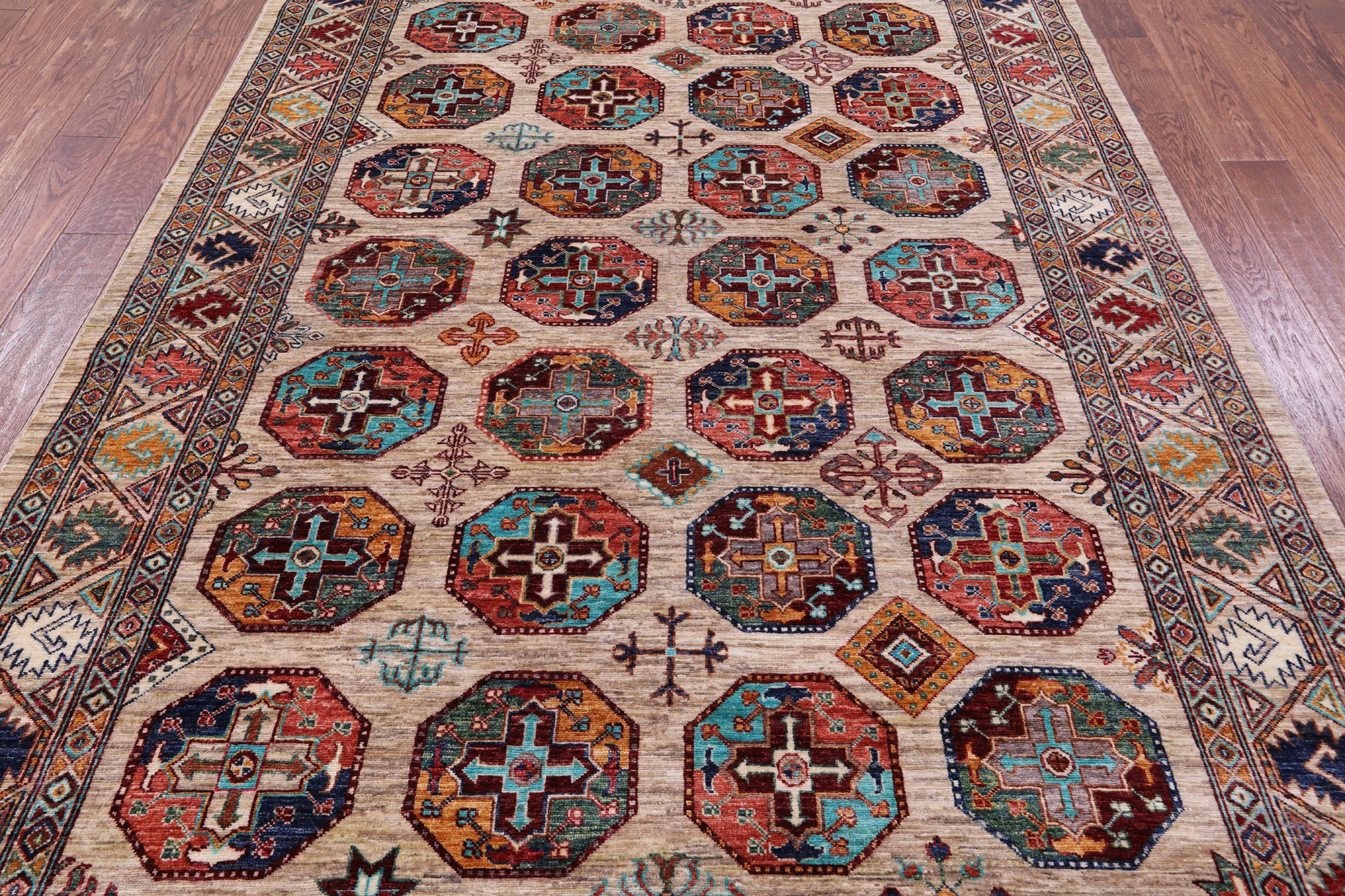 Turkmen Ersari Hand Knotted Wool Rug - 6' 3" X 8' 10" - Golden Nile