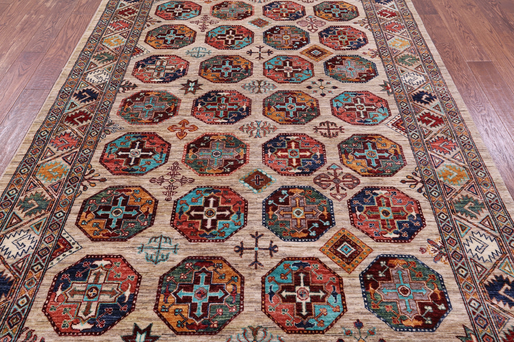 Turkmen Ersari Hand Knotted Wool Rug - 6' 3" X 8' 10" - Golden Nile