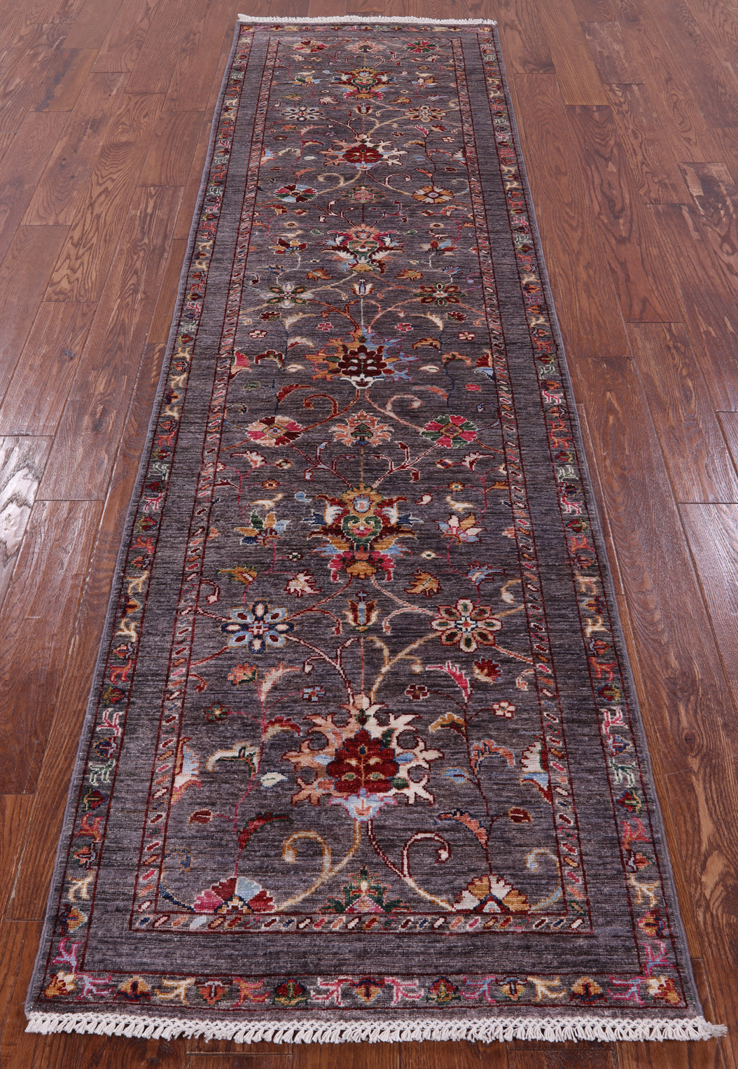 Grey Peshawar Hand Knotted Wool Runner Rug - 2' 8" X 9' 9" - Golden Nile