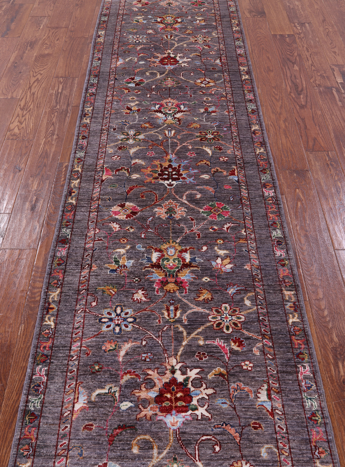 Grey Peshawar Hand Knotted Wool Runner Rug - 2' 8" X 9' 9" - Golden Nile
