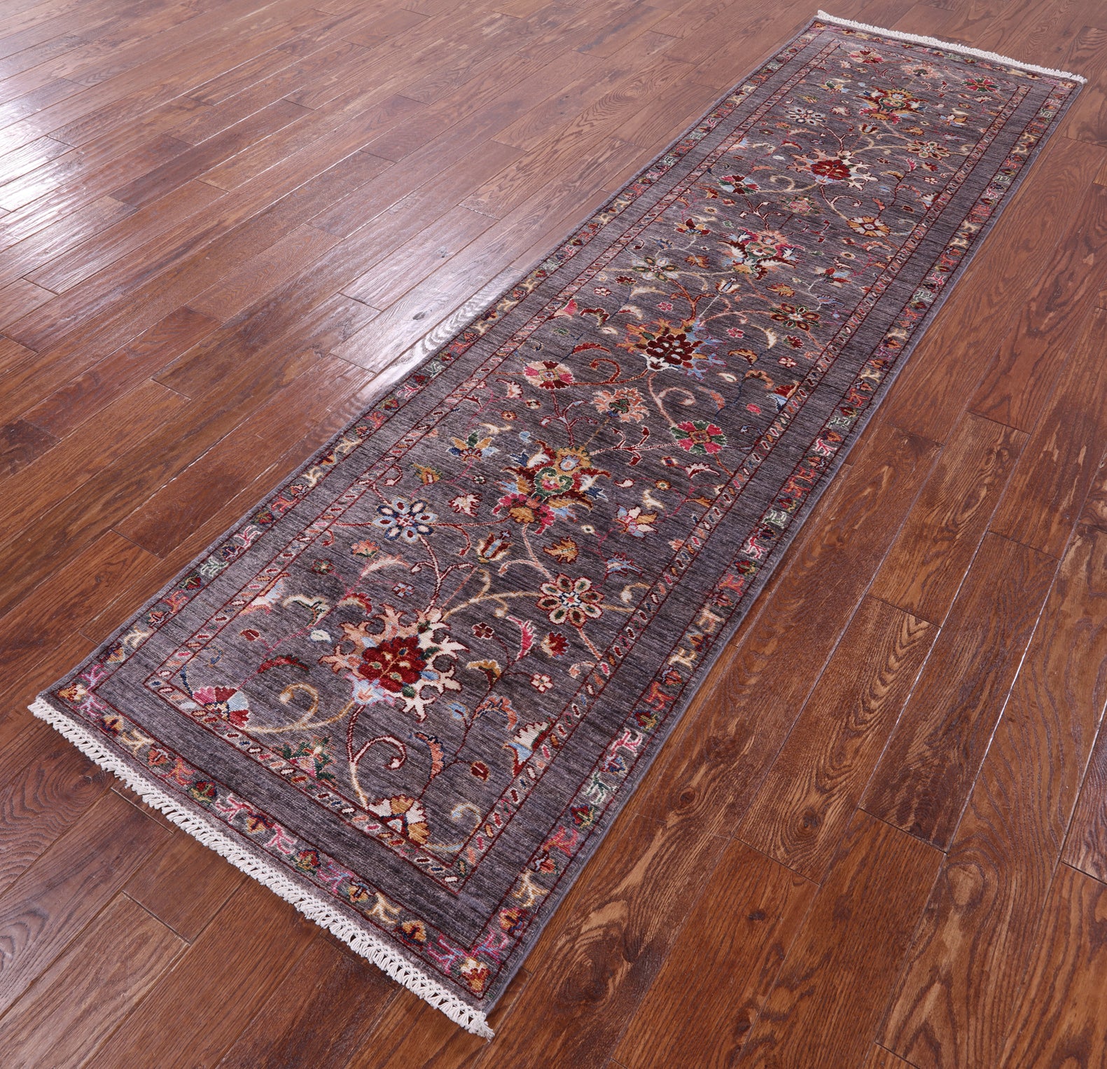 Grey Peshawar Hand Knotted Wool Runner Rug - 2' 8" X 9' 9" - Golden Nile