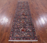 Grey Peshawar Hand Knotted Wool Runner Rug - 2' 8" X 9' 9" - Golden Nile