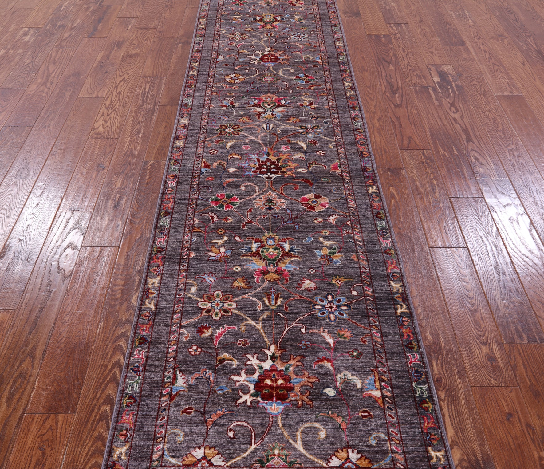 Grey Peshawar Hand Knotted Wool Runner Rug - 2' 8" X 9' 9" - Golden Nile