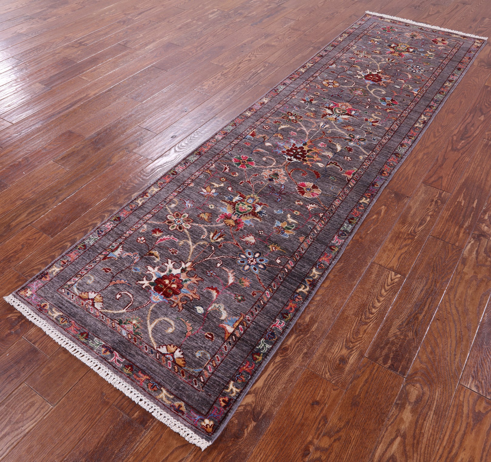 Grey Peshawar Hand Knotted Wool Runner Rug - 2' 8" X 9' 9" - Golden Nile