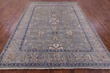 Grey Turkish Oushak Hand Knotted Wool Rug - 8' 0" X 10' 0" - Golden Nile