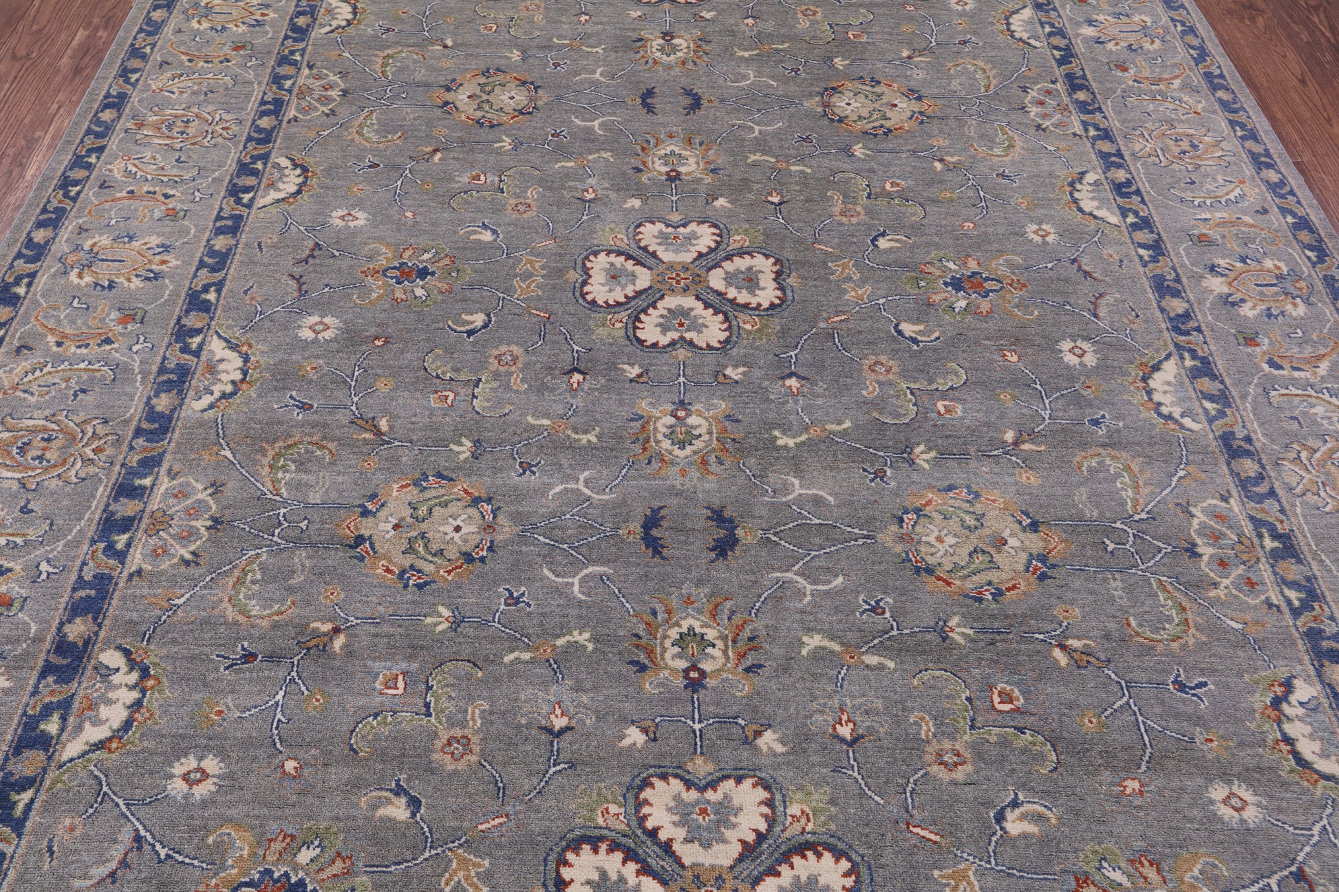 Grey Turkish Oushak Hand Knotted Wool Rug - 8' 0" X 10' 0" - Golden Nile