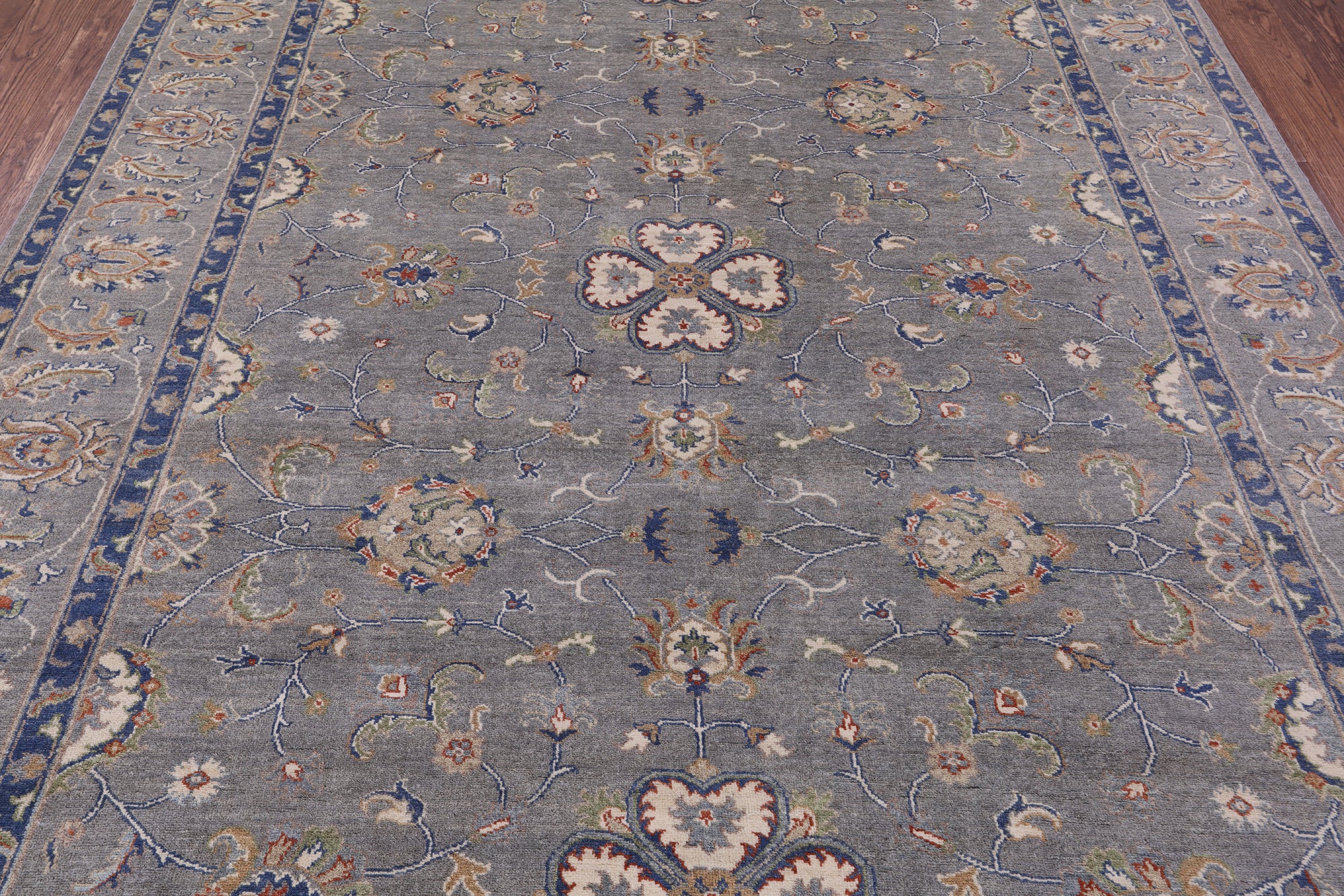 Grey Turkish Oushak Hand Knotted Wool Rug - 8' 0" X 10' 0" - Golden Nile