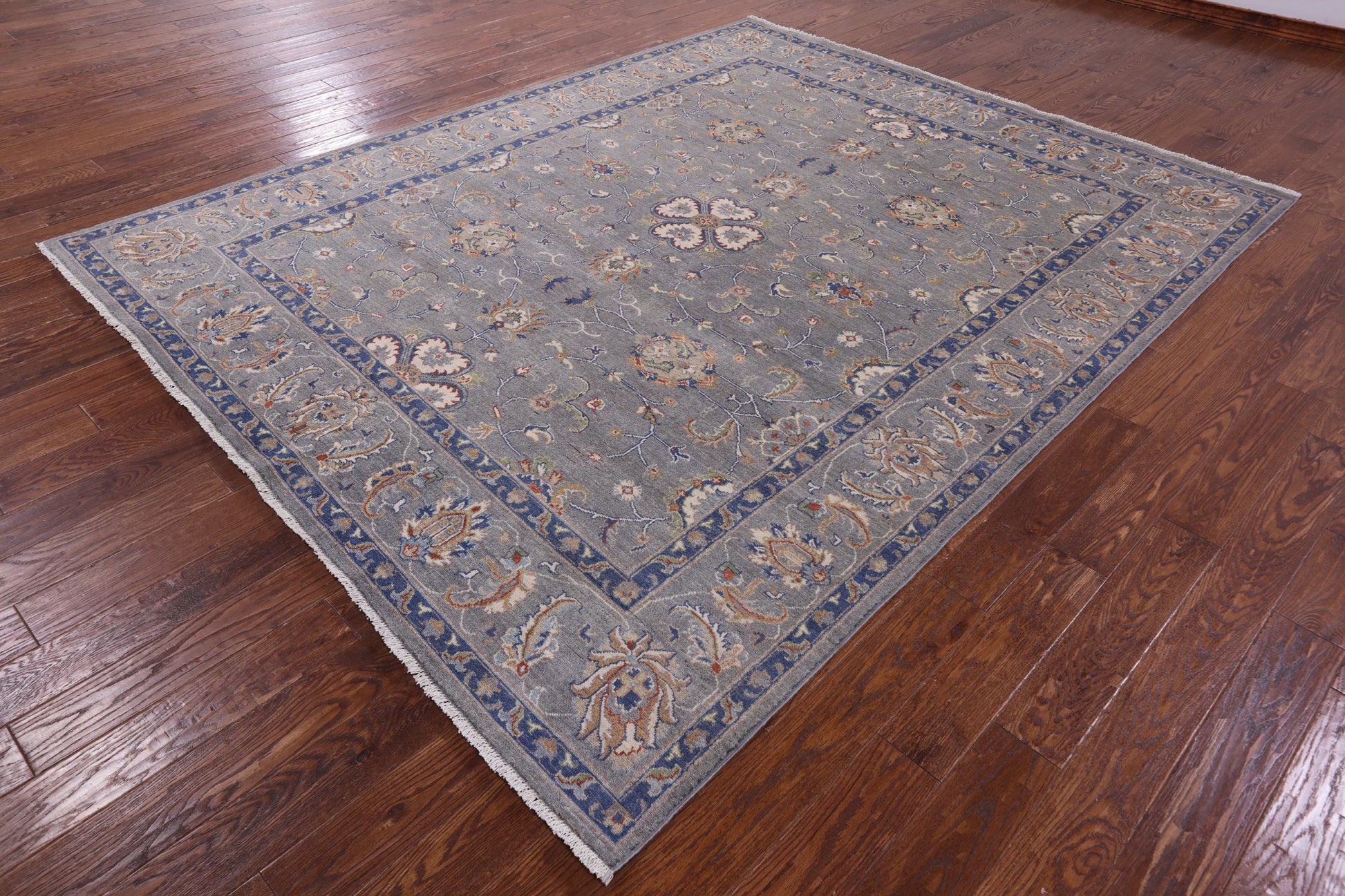 Grey Turkish Oushak Hand Knotted Wool Rug - 8' 0" X 10' 0" - Golden Nile