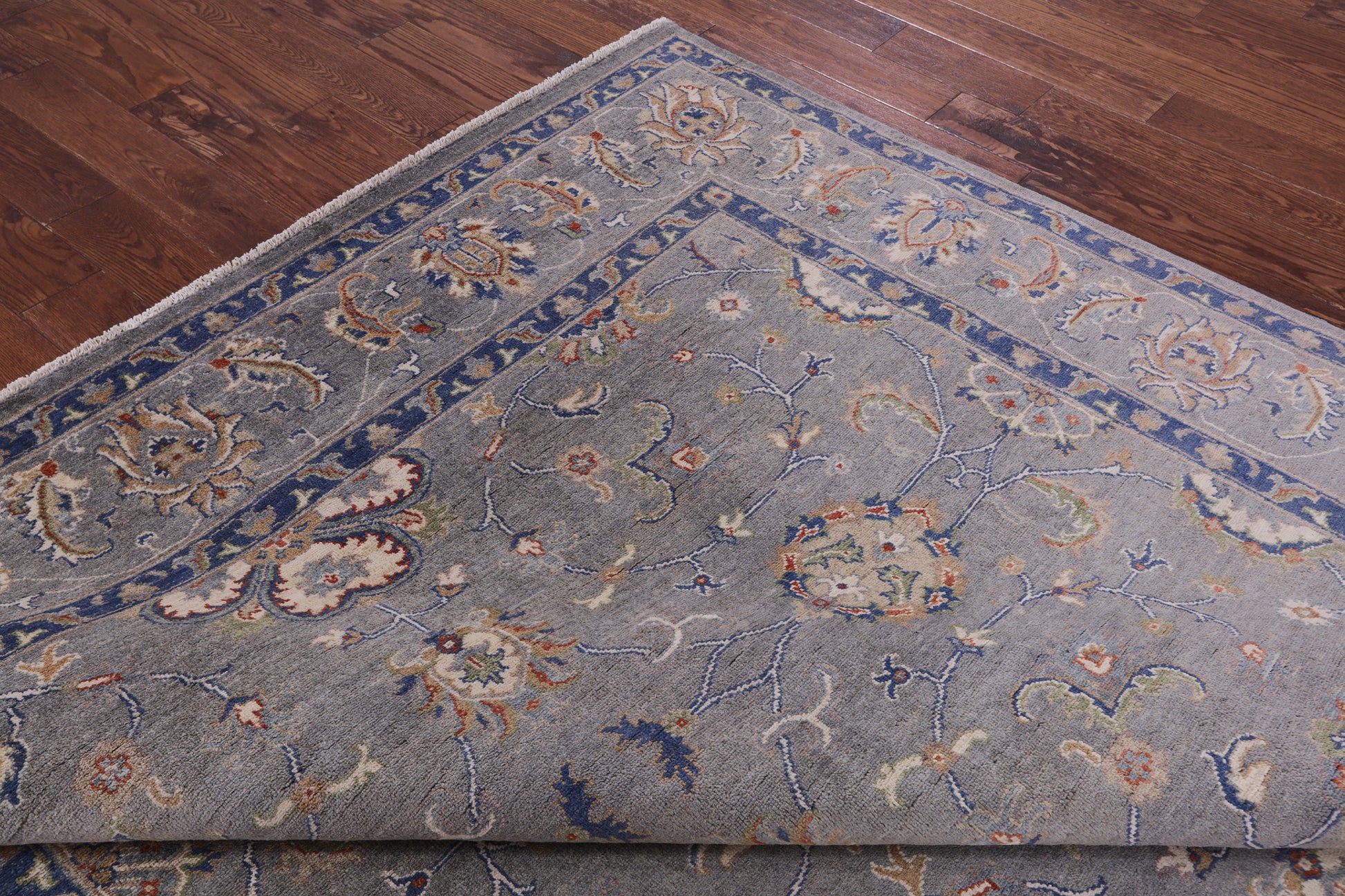 Grey Turkish Oushak Hand Knotted Wool Rug - 8' 0" X 10' 0" - Golden Nile