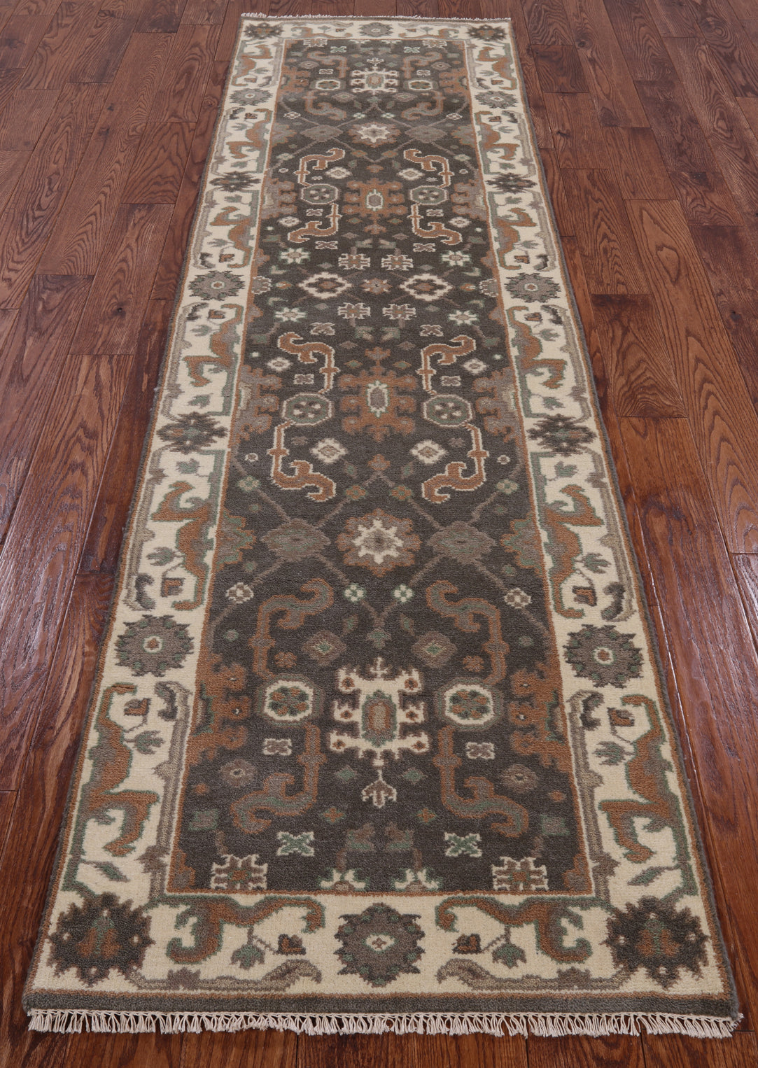 Grey Turkish Oushak Hand Knotted Wool Runner Rug - 2' 8" X 9' 8" - Golden Nile