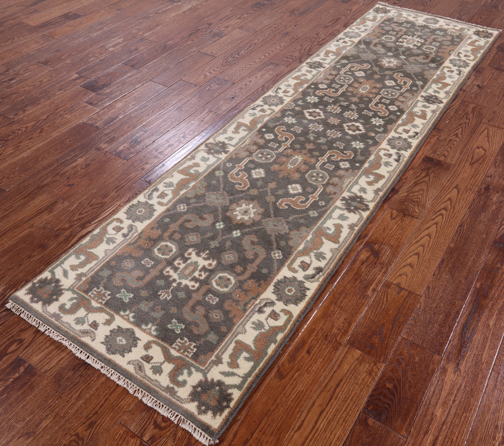 Grey Turkish Oushak Hand Knotted Wool Runner Rug - 2' 8" X 9' 8" - Golden Nile
