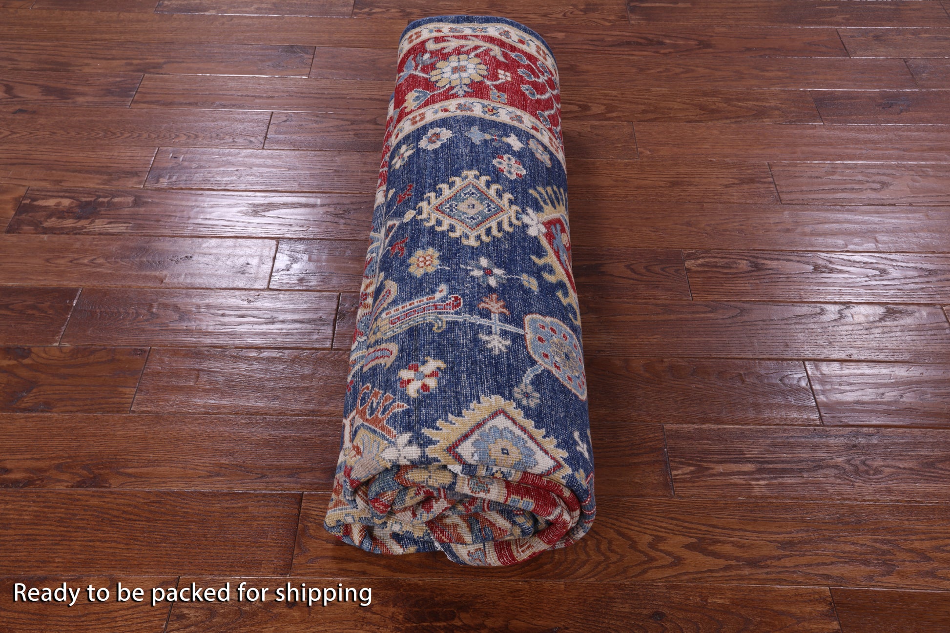 Blue Persian Fine Serapi Hand Knotted Wool Rug - 6' 8" X 9' 8" - Golden Nile